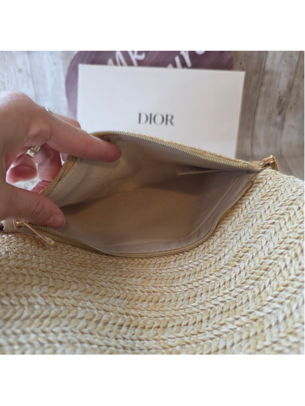 Dior Beige Woven Clutch with Pearl Strap NWOT - Picture 7 of 11